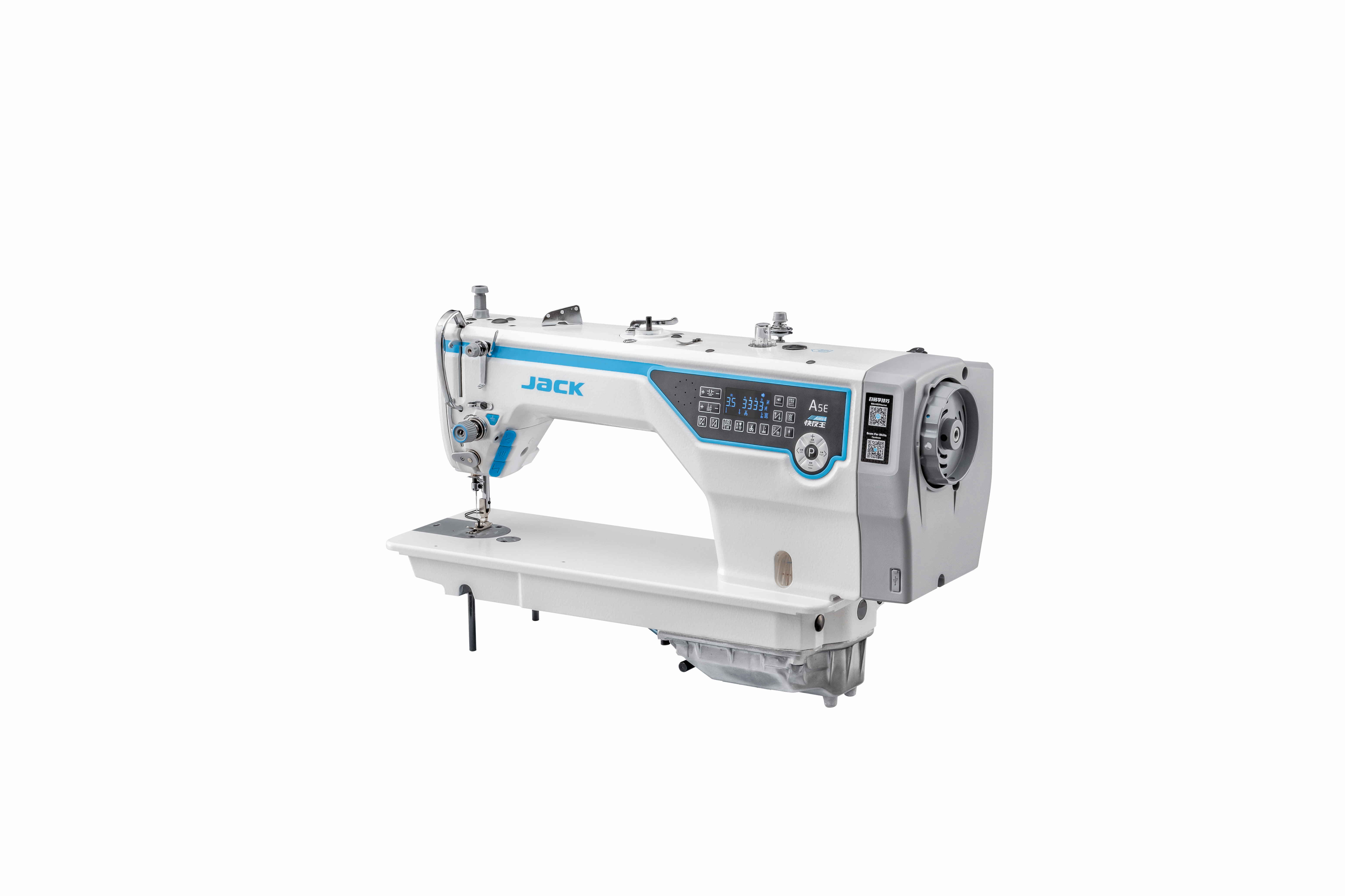 Комп’ютеризована одноголкова швейна машина Jack A5E-A-H-7 човникового стібка з україномовним голосовим меню, для важких тканин