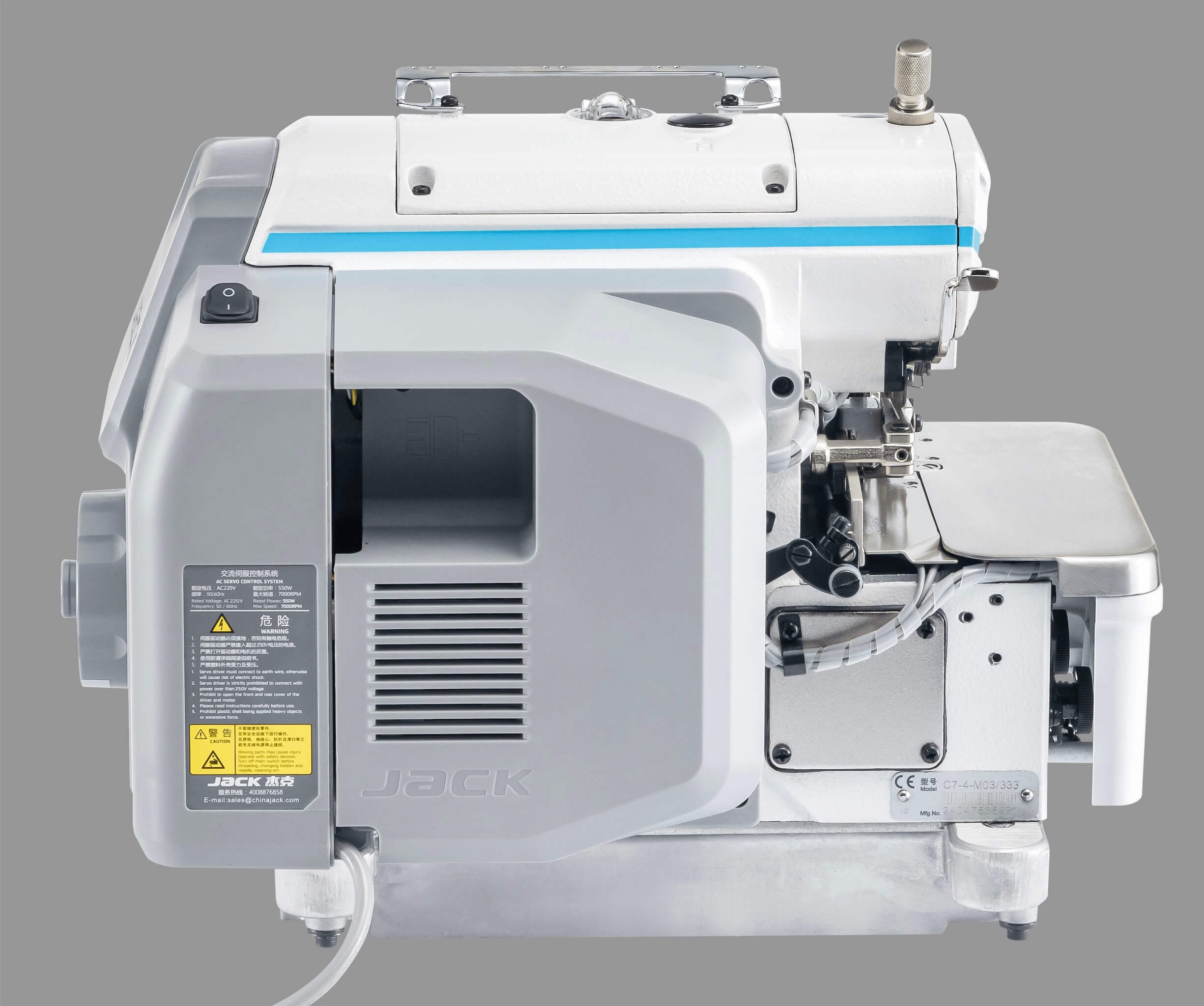 Оверлок Jack C7-5-M04/435 з чипом штучного інтелекту та системою просування Rhino, для джинсових тканин