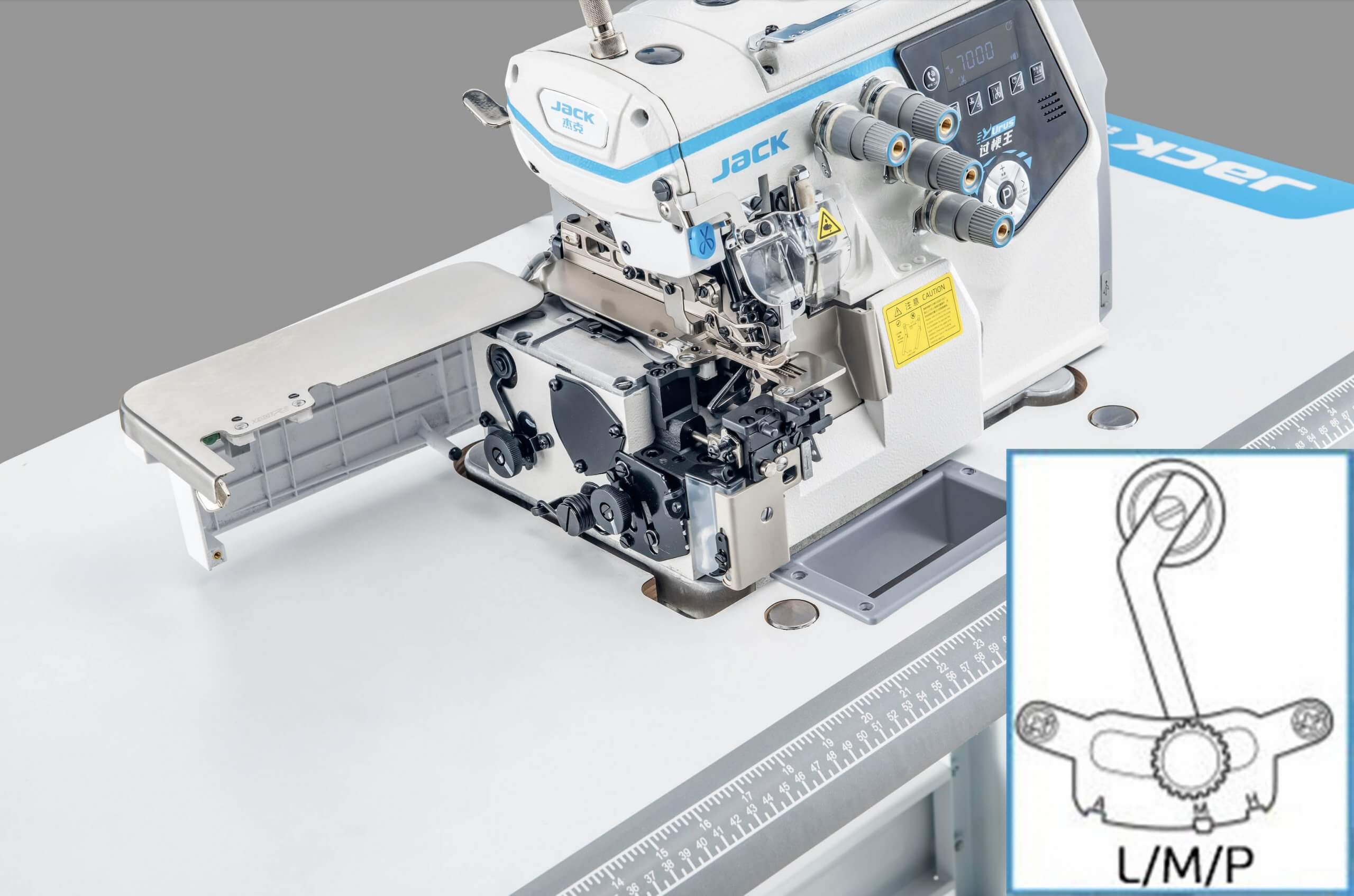 Оверлок Jack C7-5-M04/435 з чипом штучного інтелекту та системою просування Rhino, для джинсових тканин