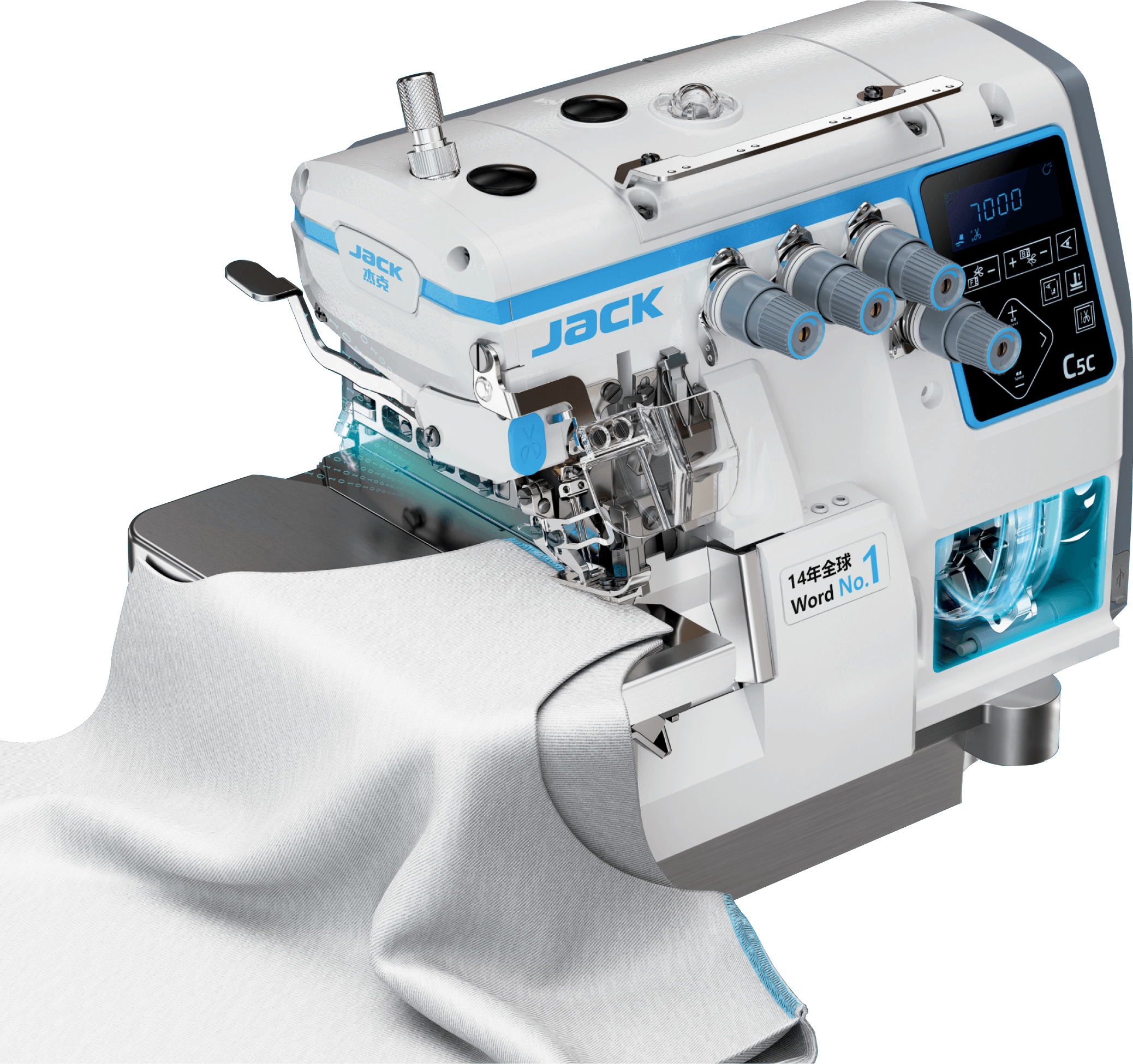 Оверлок Jack C5C-4-M03/333 з розумною системою подачі тканини Rhino